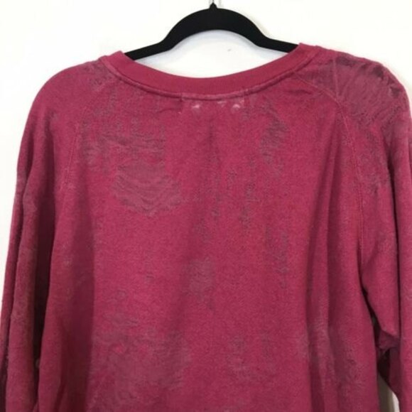 IRO JEANS Womens Small Sweatshirt Garth Wine Red Destroyed Burnout Sweater - Picture 7 of 9